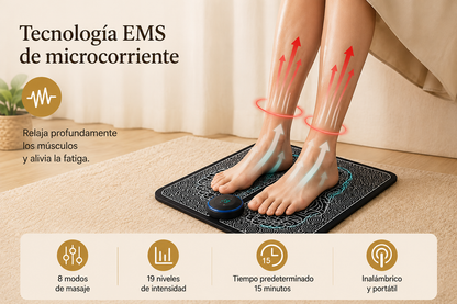Masajeador de Pies EMS – 8 Modos y 19 Niveles de Intensidad