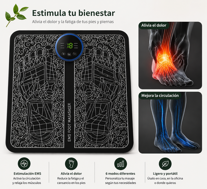 Masajeador de Pies EMS – 8 Modos y 19 Niveles de Intensidad