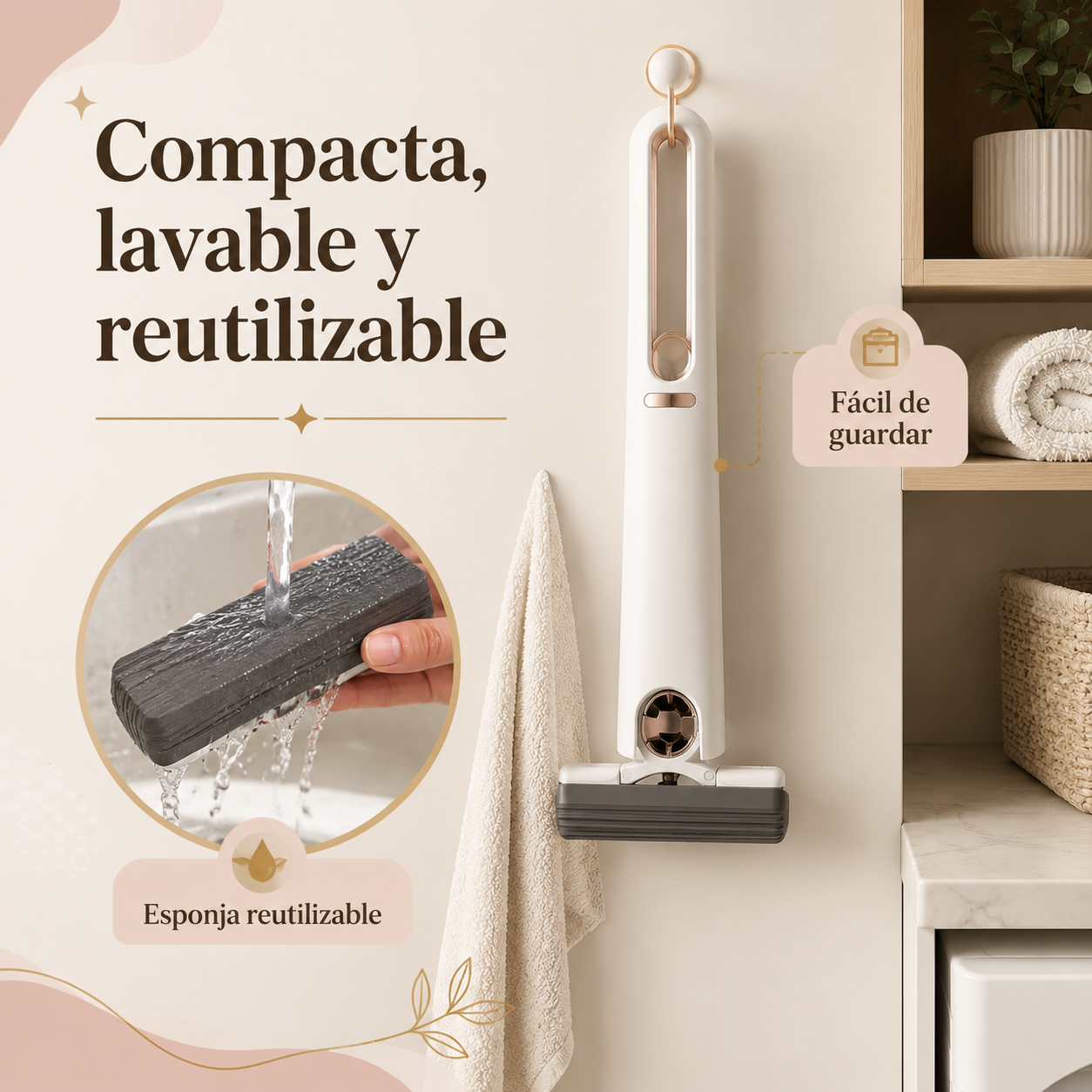 Mini Mopa Portátil Autoescurrible – Limpieza Rápida y Sin Esfuerzo