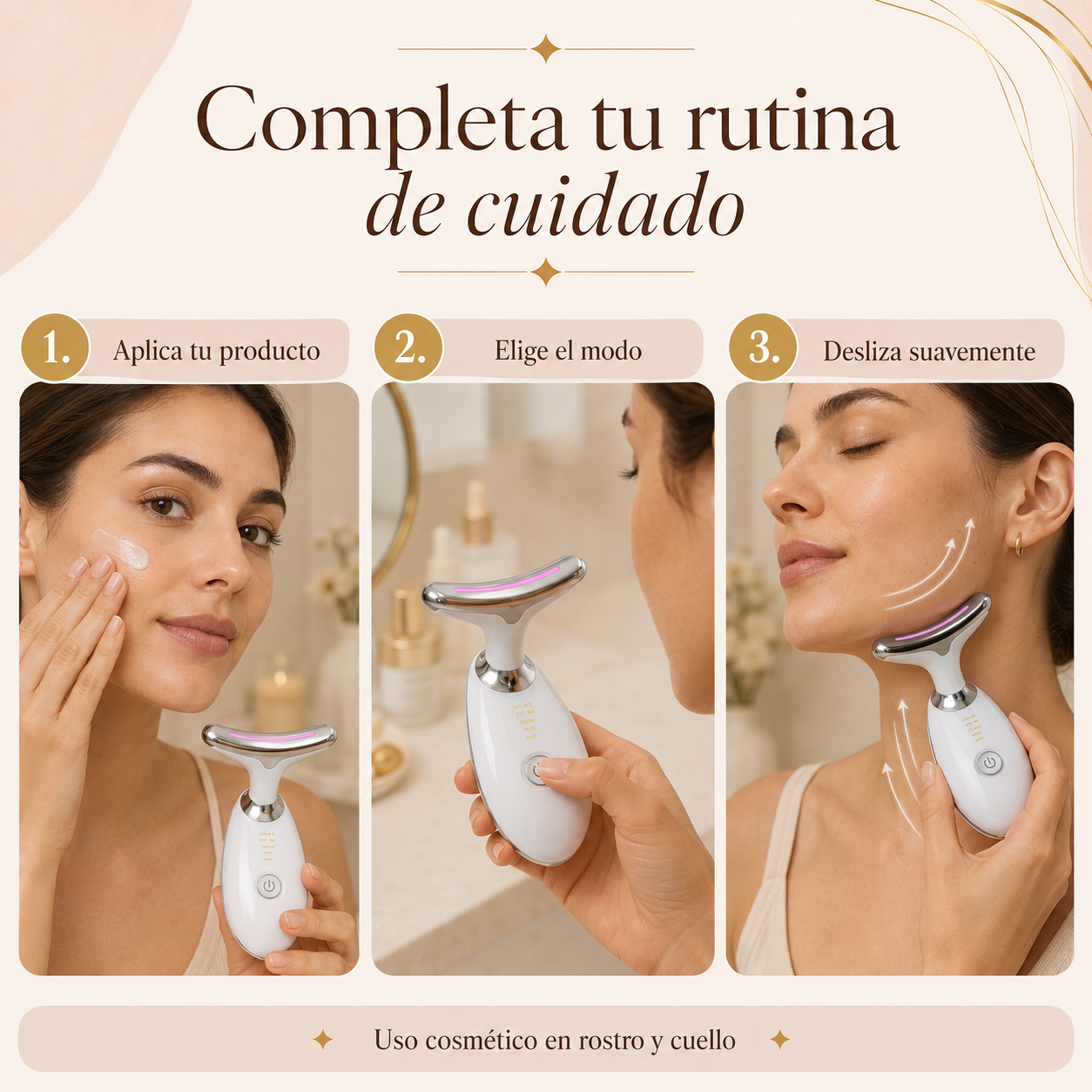 Masajeador Facial y Cervical con Luz LED – Calor, Vibración y Cuidado Diario