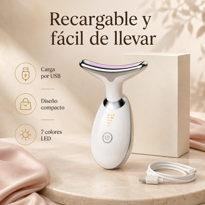 Masajeador Facial y Cervical con Luz LED – Calor, Vibración y Cuidado Diario