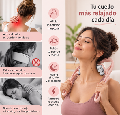 Masajeador Manual de Cuello de 6 Rodillos – Alivio Profundo y Relajación Muscular